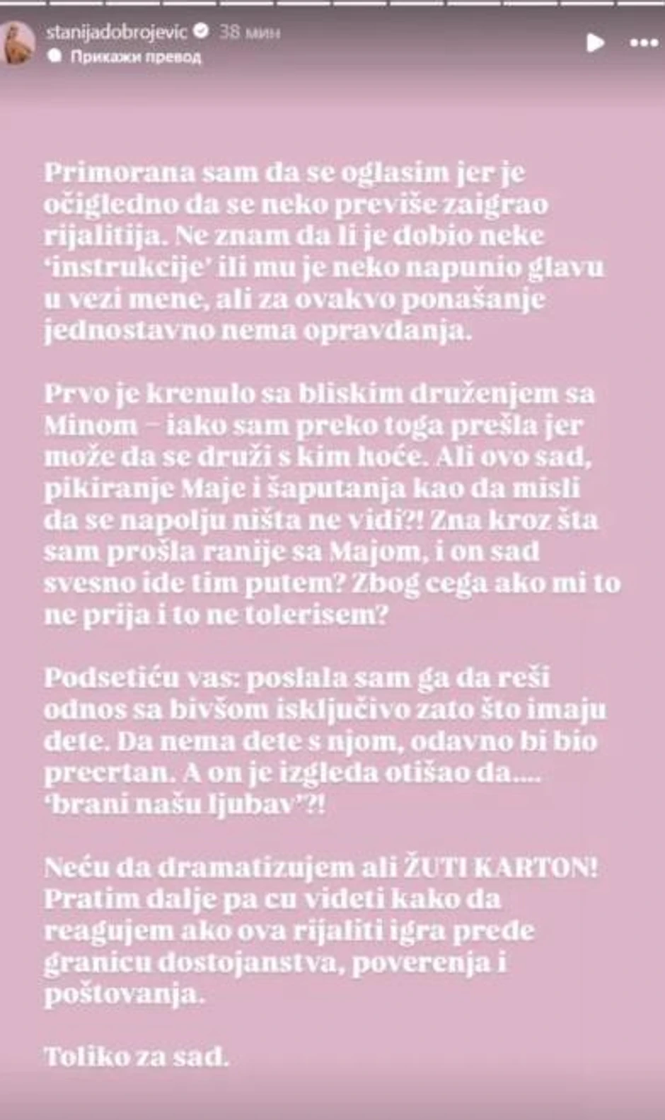 Stanija Dobrojević, objava