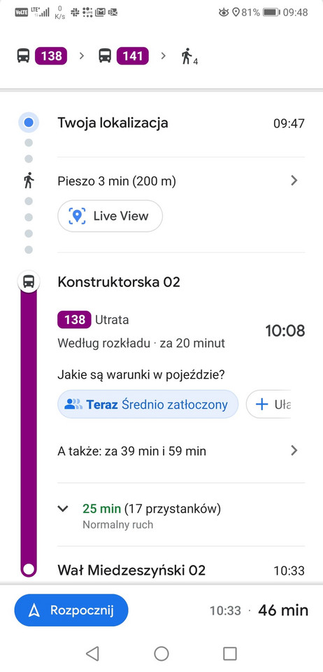 Sprawdź obłożenie w komunikacji miejskiej dzięki Google Maps