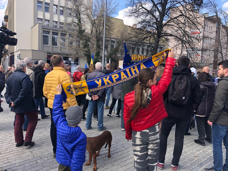 Demonstracja solidarności z Ukrainą w Kielcach