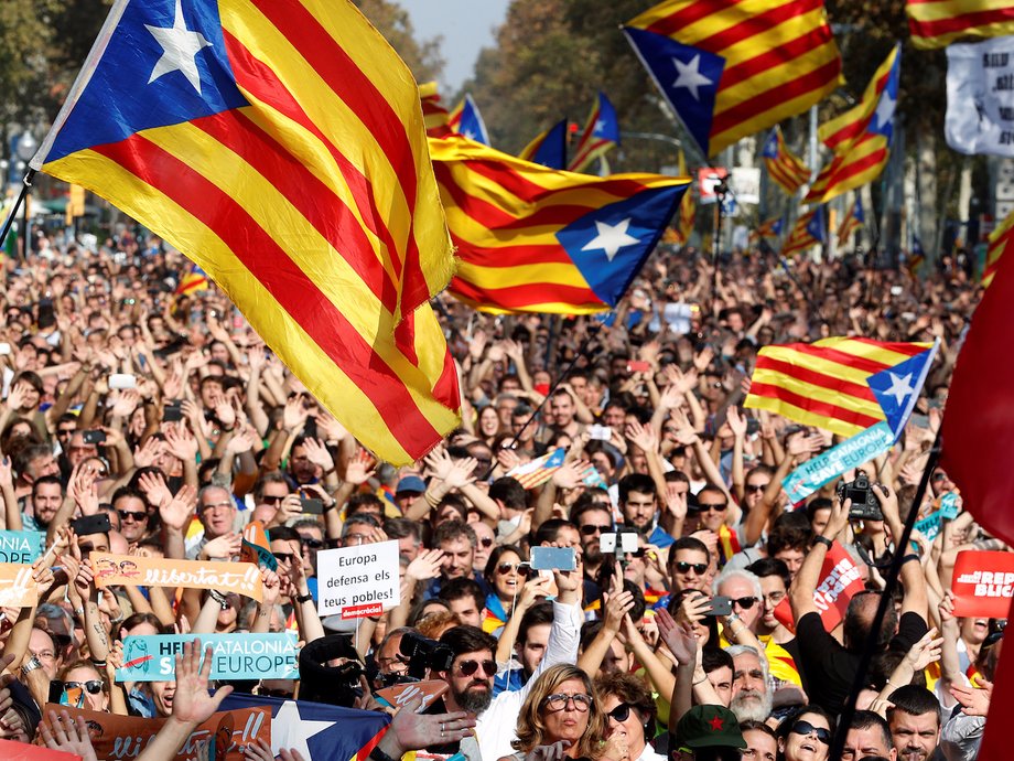 Pro-independence demonstrators in Barcelona last month.