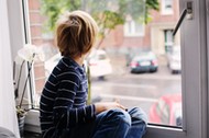 7 year old boy playing tablet