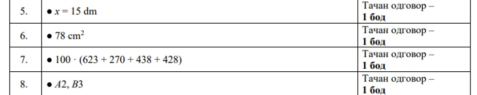 Rešenja testa iz matematike na testu male mature