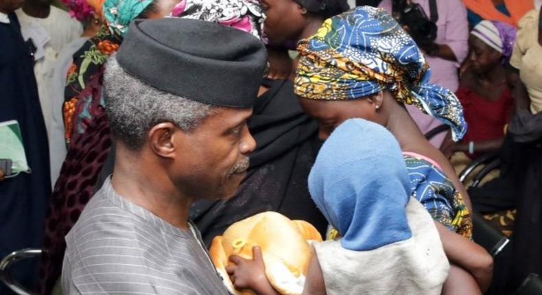 Vice President Yemi Osinbajo with released Chibok Girls