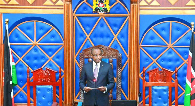 Senate Speaker Amason Kingi speaking in the Senate