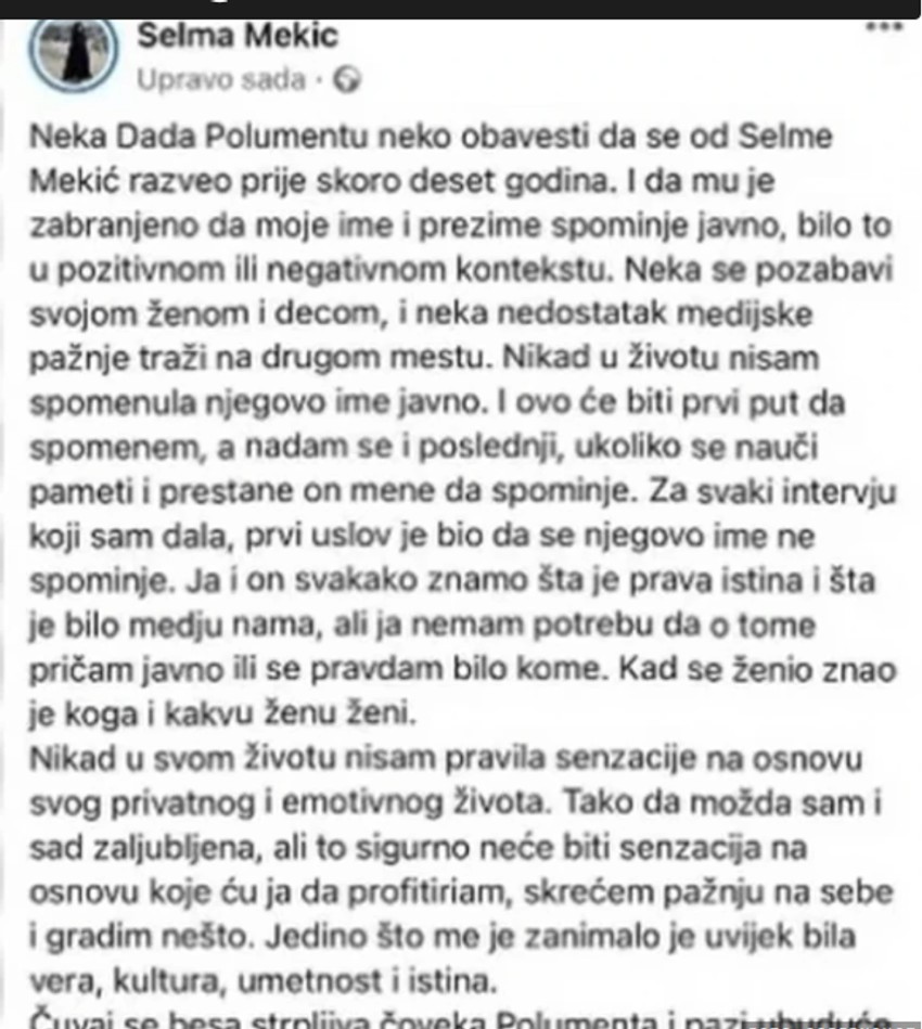 Selma Mekić, objava