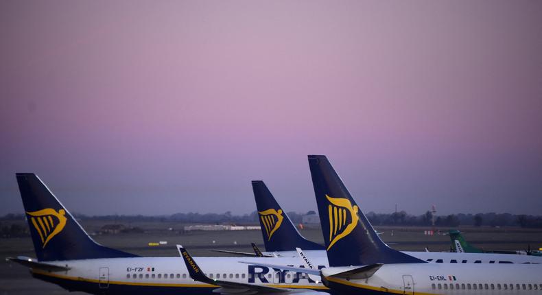 Ryanair aircraft pictured at Dublin airport.