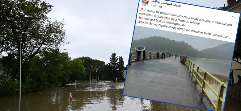 Poziom wody rośnie, a niektórzy robią... "wycieczki" na zaporę