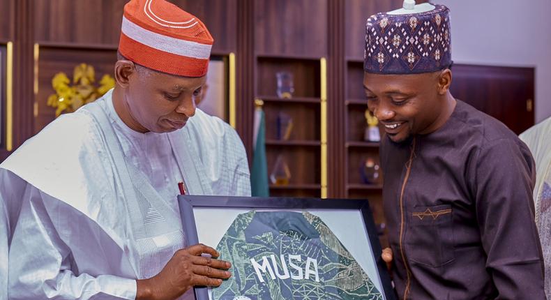 The Governor of Kano State, Abba Kabir Yusuf and Super Eagles Captain, Ahmed Musa. [Musa/X]