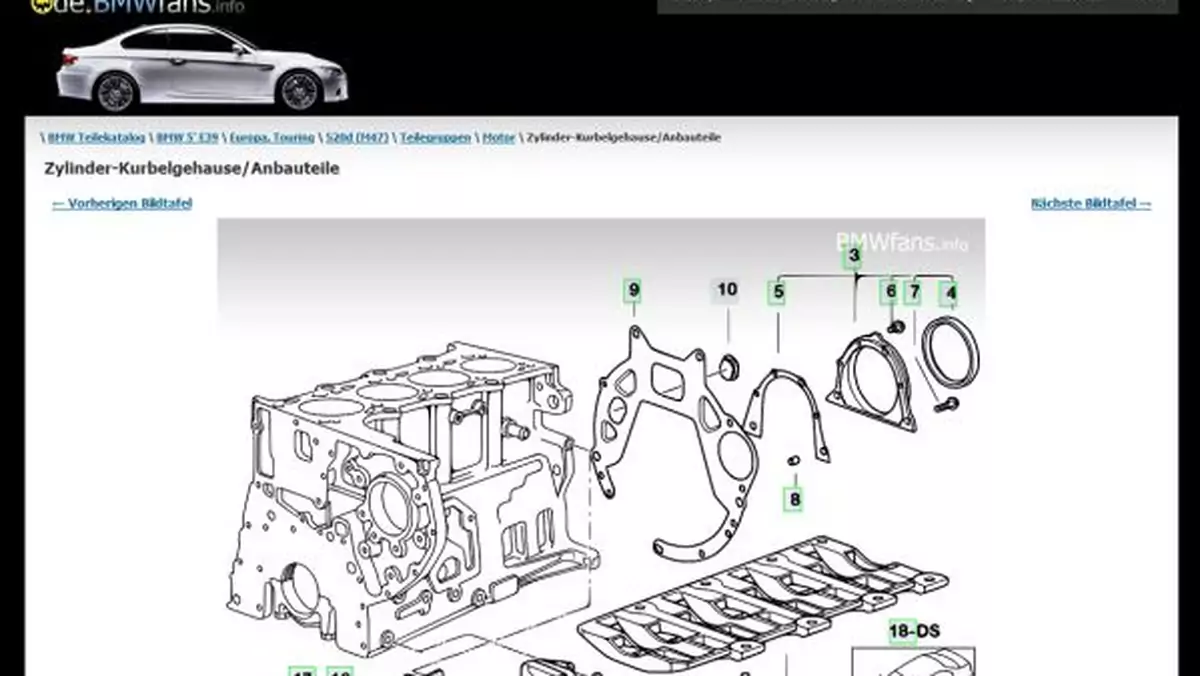 BMW - strona internetowa z częściami zamiennymi