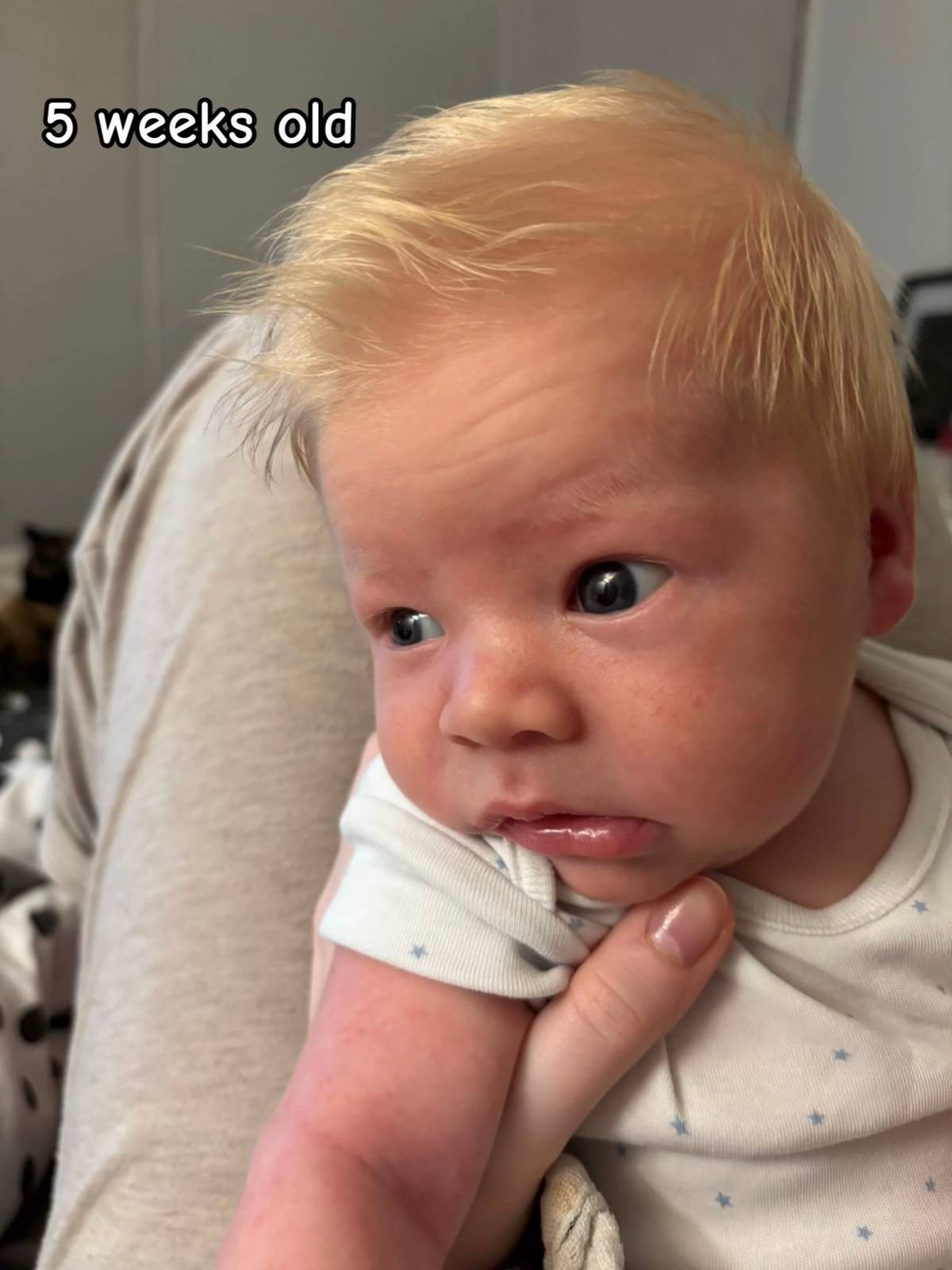 Malý Lewis sa narodil s množstvom blond vláskov.