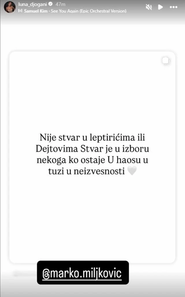 "DA LI BIH MOGLA IKADA VIŠE DA MU VERUJEM?!" Objave Lune Đogani ZATEKLE JAVNOSTI, niotkuda progovorila o PRELJUBI i Marku (FOTO)