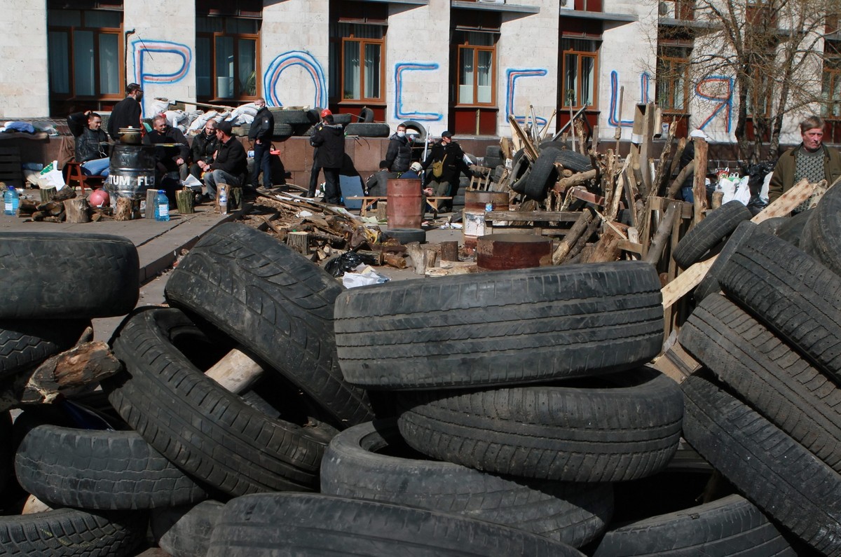 Prorosyjska barykada w Doniecku