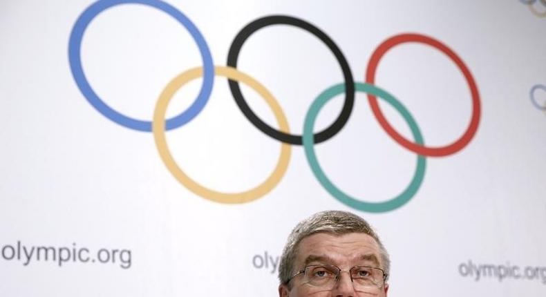 International Olympic Committee (IOC) President Thomas Bach addresses a news conference in Lausanne, Switzerland, December 10, 2015. REUTERS/Denis Balibouse