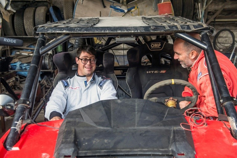 Competing in the Dakar Rally holds no fear for Lucas Barron (left), despite suffering from Down Syndrome