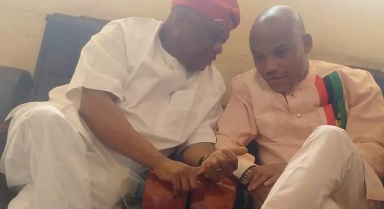 (L) Former Abia Governor, Orji Uzor Kalu and IPOB leader, Nnamdi Kanu (R).