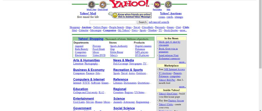 Yahoo.com 1 marca 2000