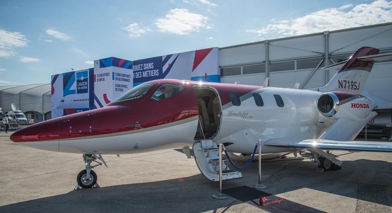 The HondaJet Elite has a range of 1,650 miles (2,655 kilometers) and can cruise at up to 43,000 feet.