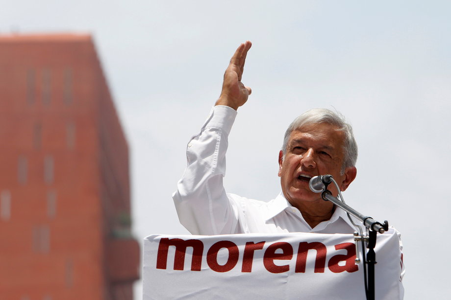 Andres Manuel Lopez Obrador, president of the National Regeneration Movement (MORENA) party, delivers a speech to supporters, in Mexico City, June 26, 2016.