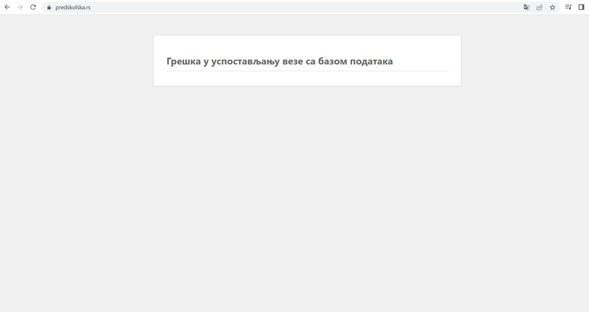 Sajtu predškolske ustanove trenutno nije moguće pristupiti