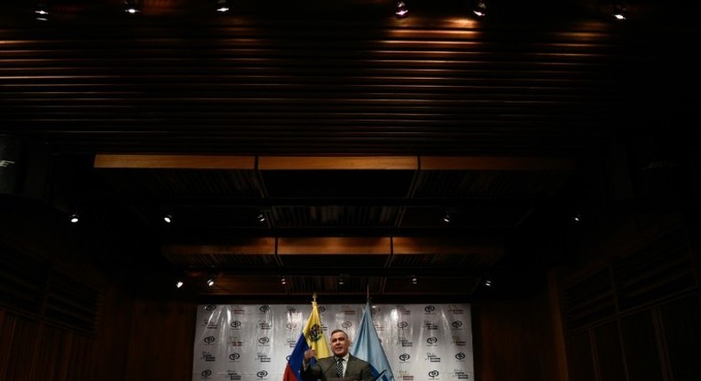 Venezuela's Attorney General Tarek William Saab speaks during a press conference in Caracas, on November 8, 2018