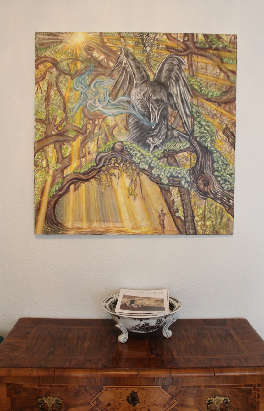 Comme dans un musée d’art: l’appartement de Ginny Litscher à Zurich est à la fois un domicile, un showroom et un atelier. C’est ici que l’artiste vit et peint. 