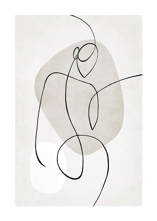 Pour créer un mur d’images, il faut différentes photographies ou illustrations, comme le poster «Artful Lines Nr 2» de Desenio pour CHF 21.95 (30 × 40 cm).