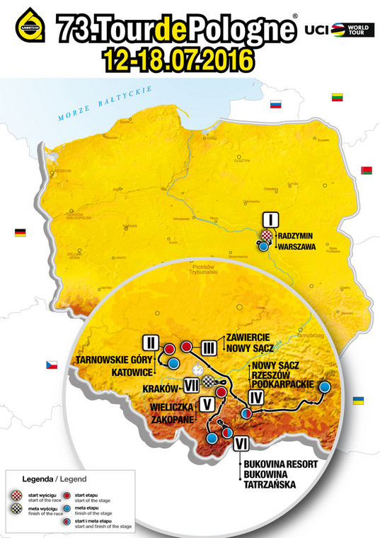 73. Tour de Pologne - mapa wyścigu