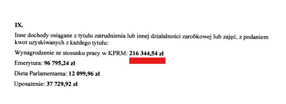 Fragment najnowszego oświadczenia prezesa PiS. Czemu Jarosław Kaczyński zarobił aż tyle z KPRM? Nie wiadomo