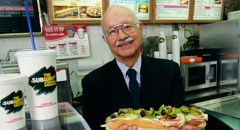 Peter Buck at a Subway franchise.