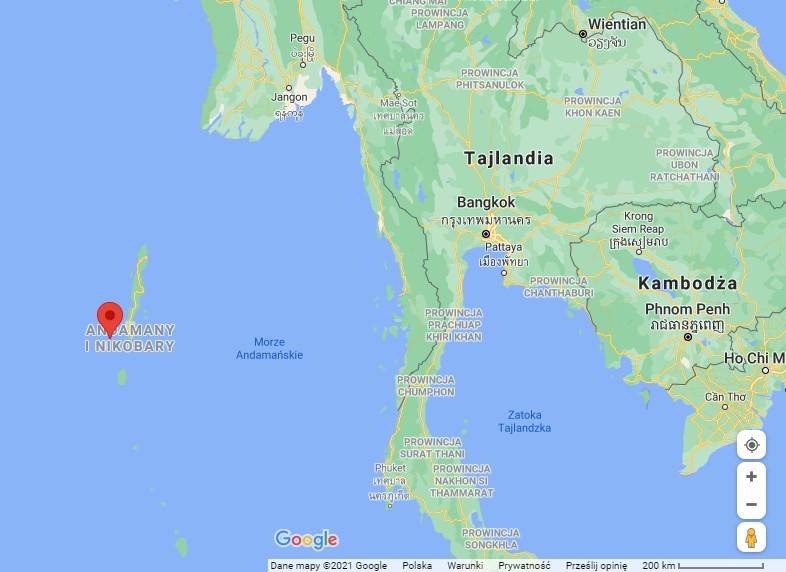 Wsypa Sentinel w archipelagu Andamanów na Oceanie Indyjskim/Google Maps