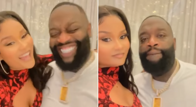 American rapper Rick Ross with Tanzanian model and Diamond Platnumz's baby mama, Hamisa Mobetto