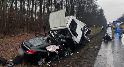 Dramatyczny wypadek pod Krasnymstawem. Czołówka tira z osobówką. "Kierowcy skończył się pas"