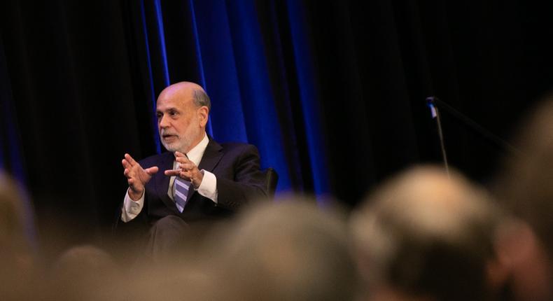 Former Chair of the Federal Reserve Ben Bernanke during a panel discussion at the American Economic Association conference on January 4, 2019 in Atlanta, Georgia