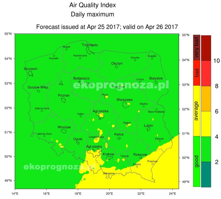 Ekoprognoza na 26 kwietnia 2017 r.
