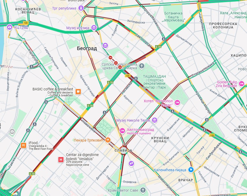 Gužve u centru grada, stanje u 13.40 sati: Sve što je crveno, tu je kolaps