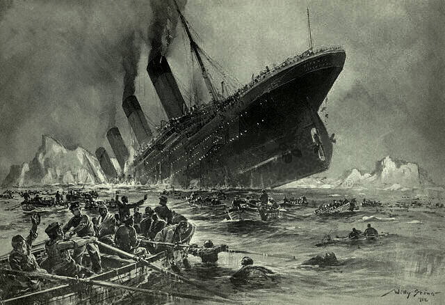 W nocy z 14 na 15 kwietnia 1912 r. Titanic zderzył się z górą lodową