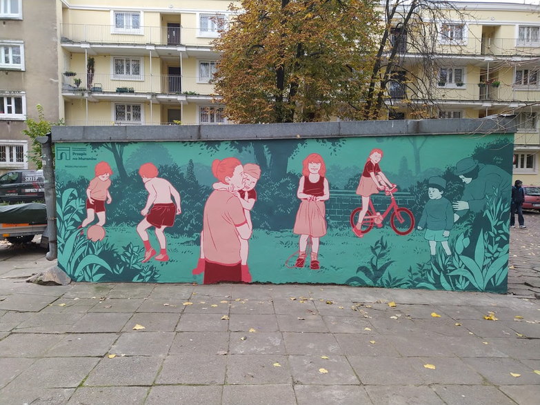 Mural „Dzieci Muranowa”. Autorzy namalowali postacie ze starych zdjęć