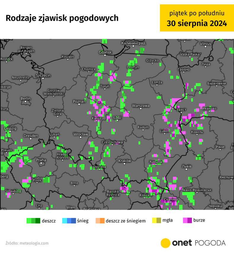 W piątek rozproszone burze możliwe są w całym kraju