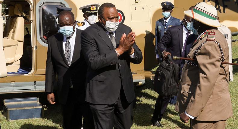 Uhuru arrives at Gusii Stadium for Simeon Nyachae's funeral