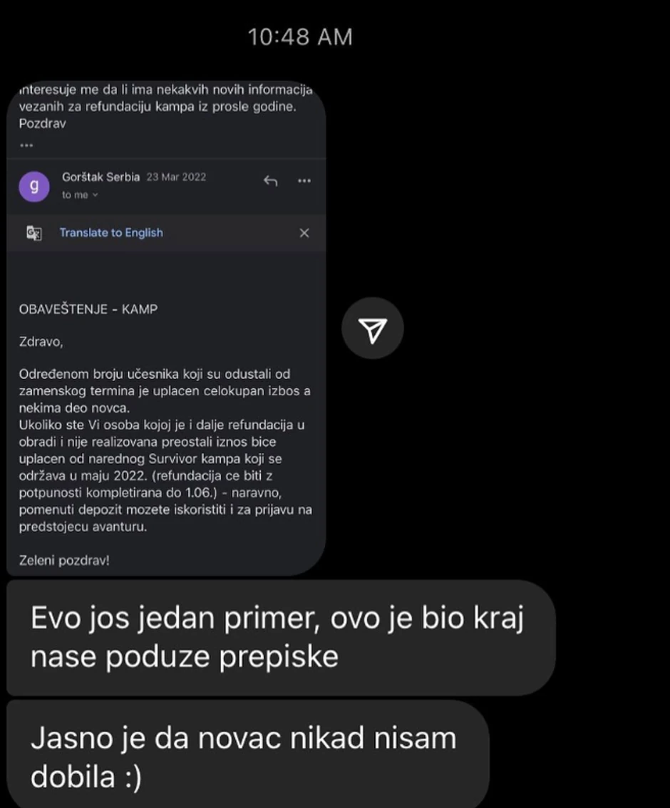 prepiske sa "Gorštak" organizacijom