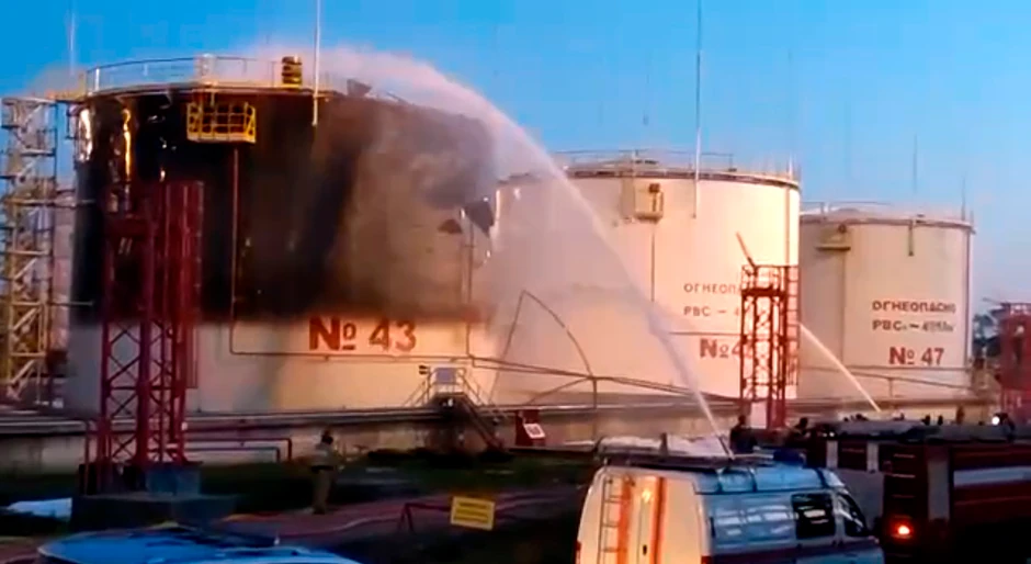 Naftna rafinerija Ilski u Krasnodarskoj oblasti nakon napada dronovima 4. maja (arhiva)