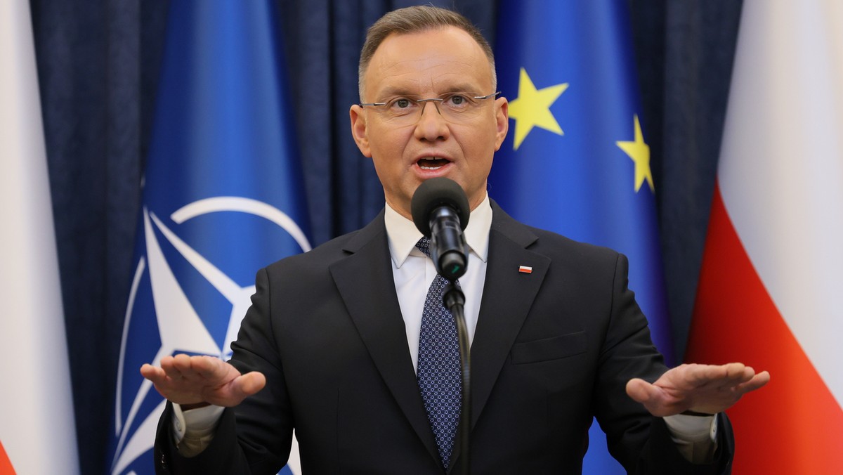 Prezydent Andrzej Duda po spotkaniu z premierem Donaldem Tuskiem, 15.01.2024 r.