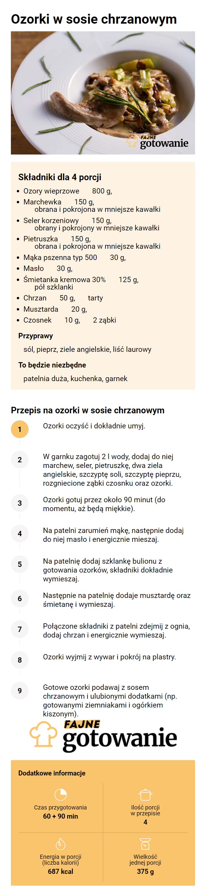 Ozorki w sosie chrzanowym