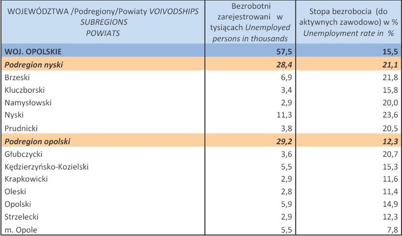 Bezrobocie w Polsce w lutym 2013 r. woj. OPOLSKIE