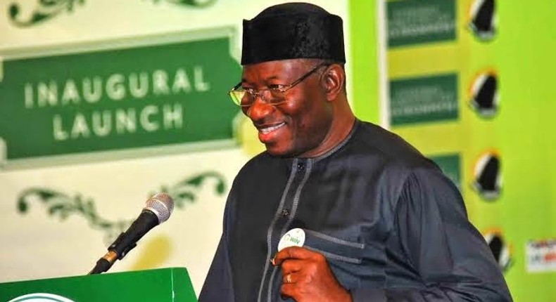 President Goodluck Jonathan speaks during the launch of an organization for women and girls in Abuja.