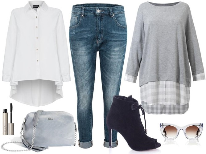 STYLIZACJE na wiosnę z niebieskimi spodniami