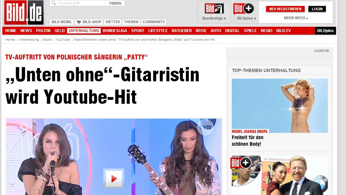 "Bild", najpopularniejsza gazeta w Niemczech, napisała o występie Patty w "Dzień Dobry TVN". "Jej gitarzystka to tylko statystka - w dodatku bez spodni" - napisano w artykule. Komentarze niemieckich internautów zaskoczą wszystkich.