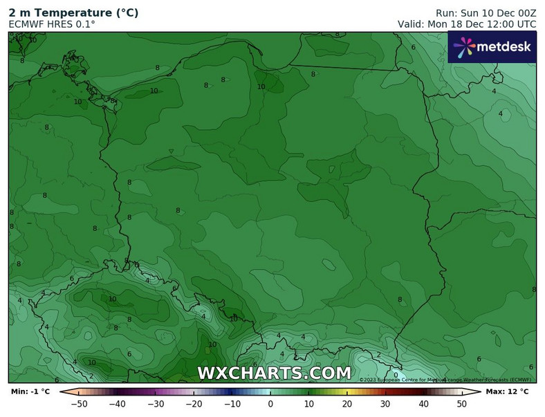 Za ok. tydzień temperatura w Polsce wyniesie ok. 7-10 st. C