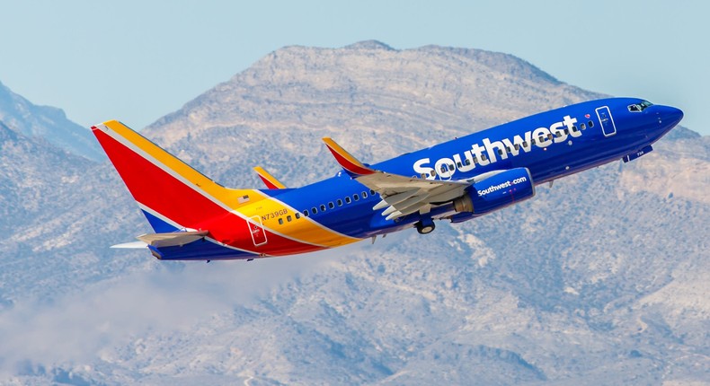 A Southwest Airlines Boeing 737-700 aircraft.
