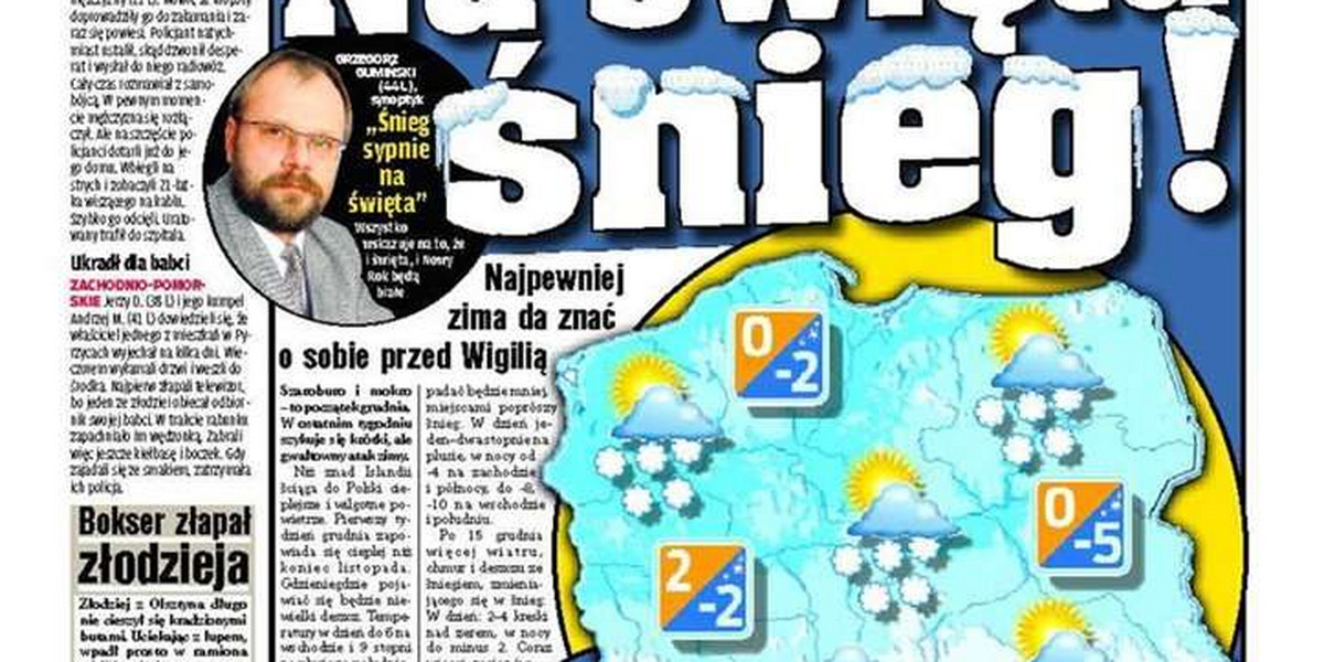 Zima zaatakuje na święta